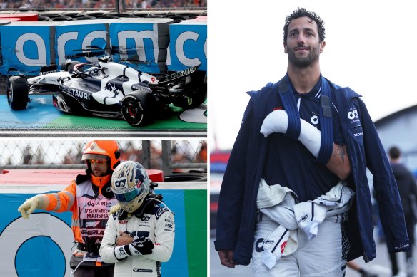 Daniel Ricciardo broke his wrist in a crash during a practice session for the Dutch Grand Prix.