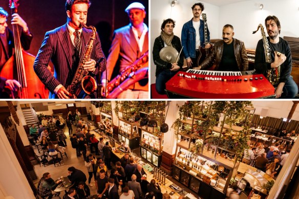 Perth International Jazz Festival launches tonight at Brookfield Places, with the likes of The Lachlan Glover Trio (top left) and The Late Night Organ Donors (top right) bringing to the CBD a touch of New York chic.
