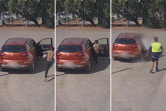 CCTV footage shows the horrifying moment the car is stolen.