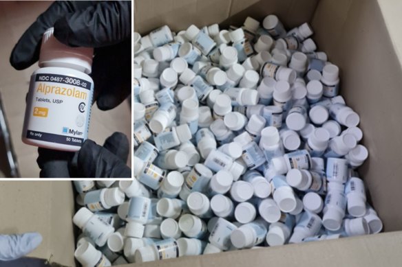 NSW Police seized more than 700kgs of Alprazolam in Auburn on Sunday night.