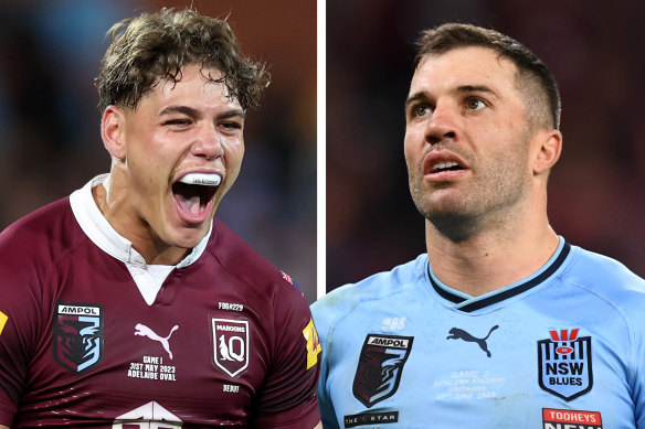 Reece Walsh and James Tedesco have had contrasting fortunes in this year’s State of Origin series.