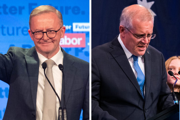 Prime Minister Anthony Albanese and his predecessor, Scott Morrison.