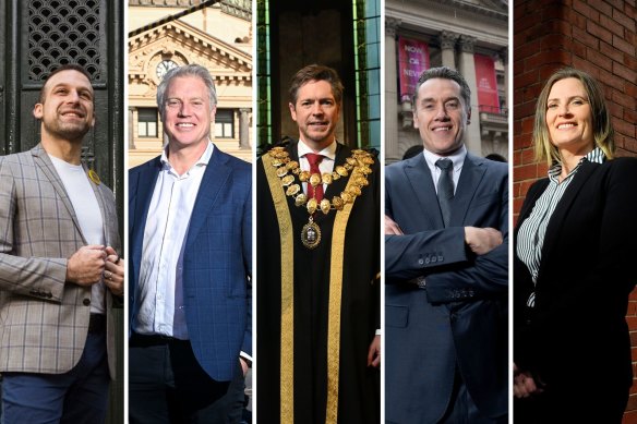 Among the candidates for lord mayor of Melbourne are:  Jamal Hakim, Arron Wood, current Lord Mayor Nick Reece, Anthony Koutoufides, Roxane Ingleton.