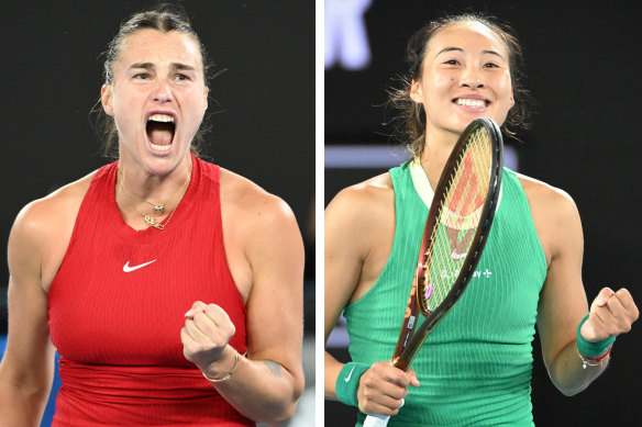 Tomorrow’s finalists: Aryna Sabalenka and Zheng Qinwen.