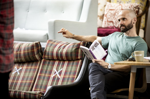 Playwright Tommy Murphy watches rehearsals of Holding the Man at Belvoir.