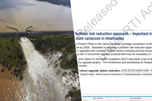 Wivenhoe dam during the 2011 floods. The research might lead to “further consideration” of its upgrade plans and risk management strategy.