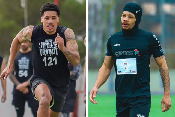 Xavier Miller, an American athlete hoping to secure a contract at the NRL Combine.