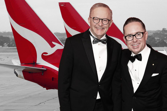 Prime Minister Anthony Albanese and former Qantas chief Alan Joyce.