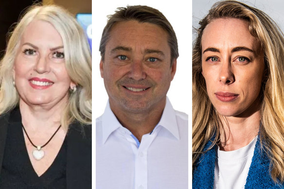 Former Liberal councillors Karina Page, Stuart Sprott and Georgia Ryburn.