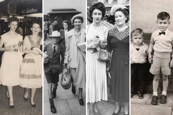 Dressed up to head into Perth: Pat Carlene and Janet; Bob and Gwen Maughan; Fay and mother Mena Whittome; Stephen and Neil Wilson.