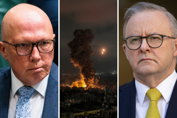 Peter Dutton’s simple, direct message on the conflict in the Middle East is cutting through more than Anthony Albanese’s more nuanced view.