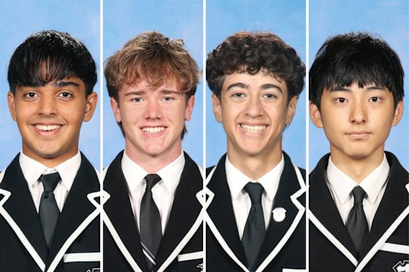 Newington College IB students Vishay Modi (left), William Eddowes, Patrick Jones and Alex Xu. 