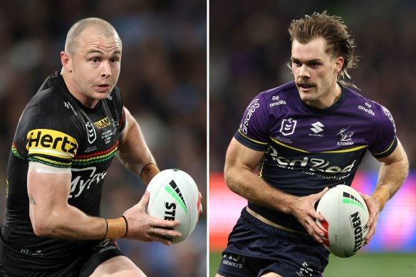 Penrith fullback Dylan Edwards and Storm fullback Ryan Papenhuyzen.
