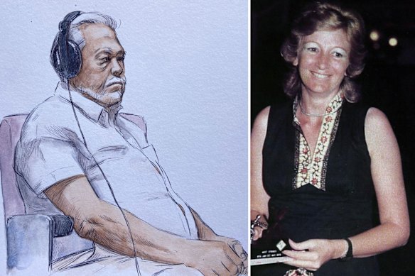 A court sketch of Raymond Reddington, who has been found guilty of killing his wife Sharon Fulton.