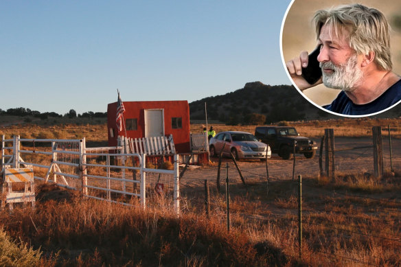 Alec Baldwin and the Rust set where the fatal shooting occured.