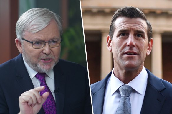 Kevin Rudd (left) has spoken about the “ugly truth” of Ben Roberts-Smith’s war crimes.