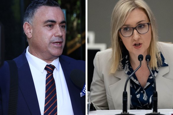 Former deputy premier John Barilaro and Investment NSW boss Amy Brown.