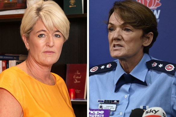 Police Minister Yasmin Catley and Police Commissioner Karen Webb.