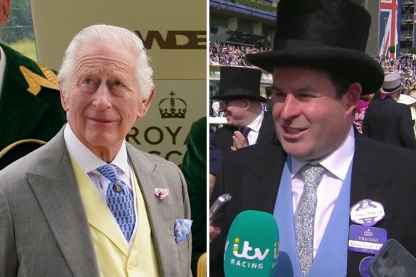 King Charles and Ballarat horse trainer Henry Dwyer at Royal Ascot.