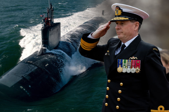 Chief of Navy Vice Admiral Mark Hammond; American Virginia Class submarine.