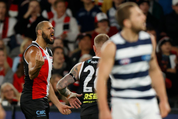 Paddy Ryder, left, was on song for the Saints. 