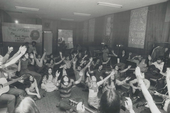 A meeting of the Children of God in Canada in 1972.