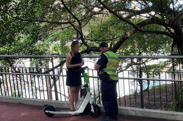 Police conducted an operation targeting e-scooters and bikes in inner-Brisbane in January last year.