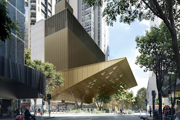 An artist’s impression of the Cross River Rail station on Albert Street.