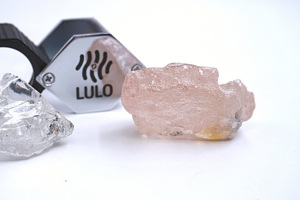 The 170-carat pink diamond recovered from Lulo, Angola.