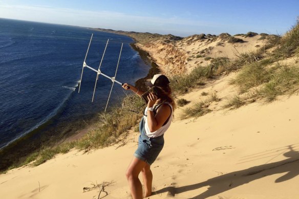 Tracking tagged sharks at Ningaloo Reef.