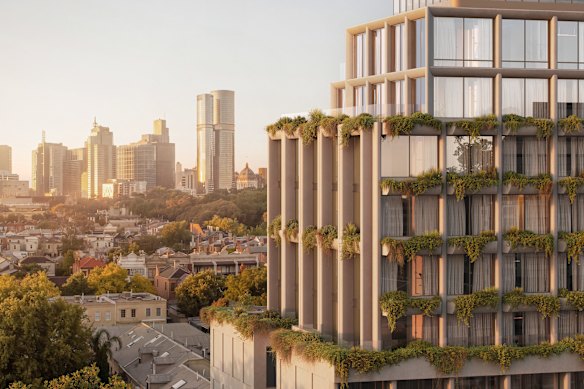 A render of the proposed apartment project at 25-37 Victoria Street, Fitzroy.