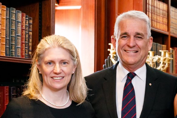 Baroness Philippa Stroud with former deputy prime minister John Anderson in London. Anderson believes the West has reached a “civilisational” moment.