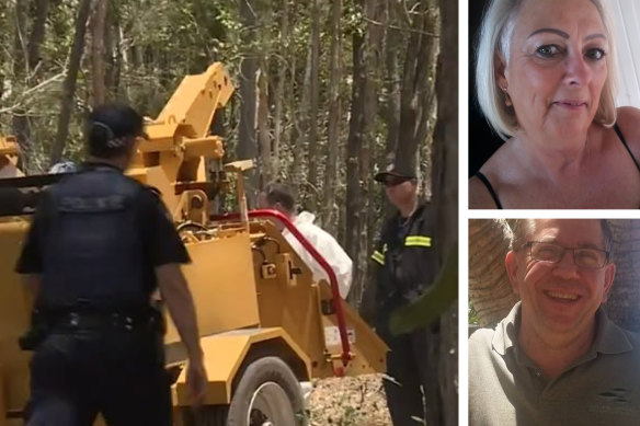Clockwise from left: The scene in 2017 at the property on Tinana Road in Goomboorian; Sharon Graham, and the victim Bruce Saunders.