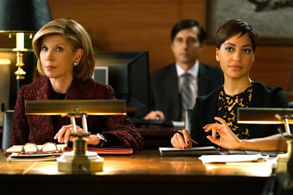 Baranski’s longest on-screen role, as Diane Lockhart (left, with Cush Jumbo) in The Good Fight and The Good Wife.
