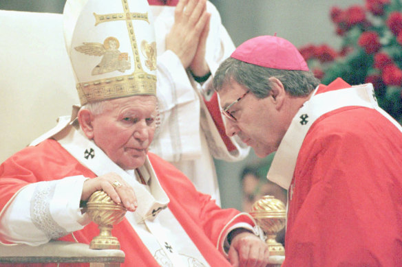 Then Melbourne archbishop George Pell with Pope John Paul II in 1997.