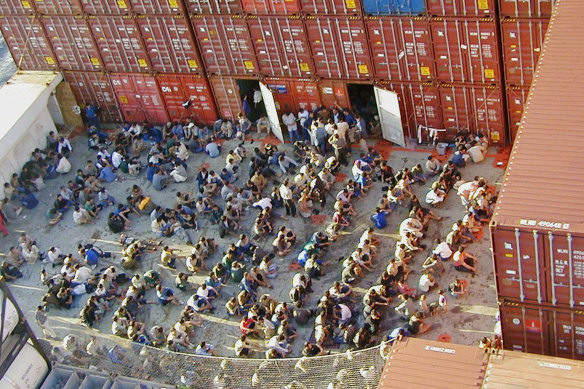 Asylum seekers on board the Tampa.