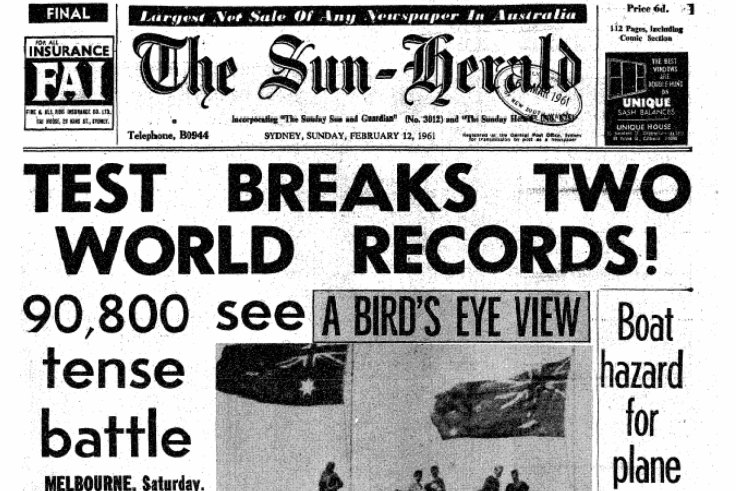 From The Archives 1961 World Record Test Crowd At Mcg