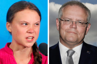 Greta Thunberg and Scott Morrison.