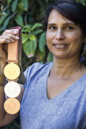 Stradbroke Island artist Delvene Cockatoo-Collins, who designed the medals.