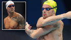 Kyle Chalmers and Caeleb Dressel (inset).