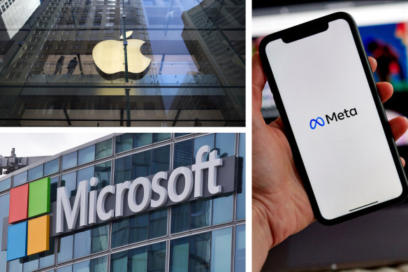 Some of the world’s most valuable companies: Apple, Meta and Microsoft.