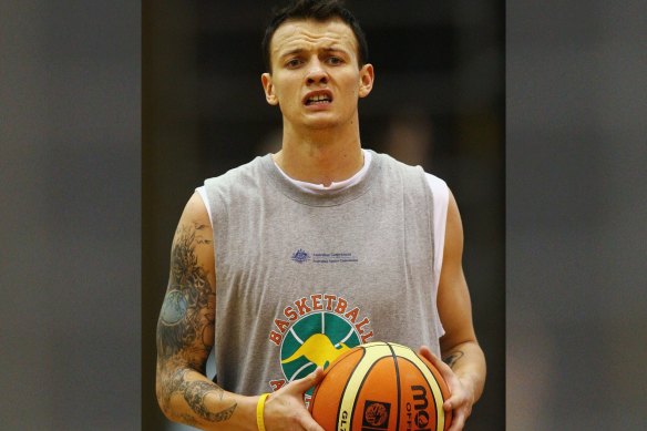 Steve Leven played basketball for a number of American colleges, and is pictured here training with the Australian Boomers.