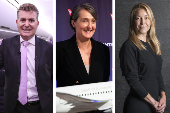 Cam Wallace, Vanessa Hudson and Olivia Wirth are all in the running for the Qantas CEO job.