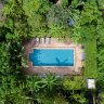 The saltwater pool behind the property.