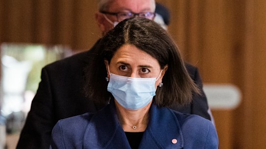 NSW Premier Gladys Berejiklian at Wednesday’s COVID-19 press briefing.