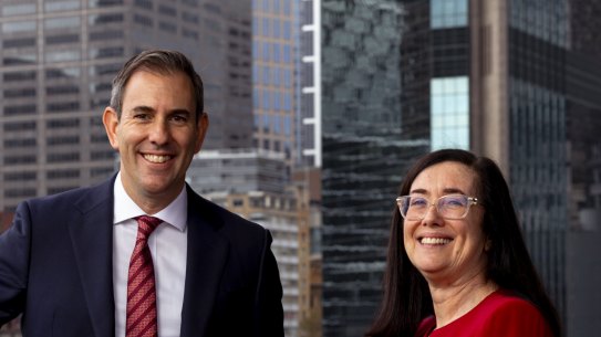 Treasurer Jim Chalmers with ACCC Chair Gina Cass-Gottlieb.