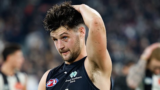 Carlton’s Nic Newman after the Blues’ loss to Collingwood.
