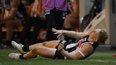 eagles curse pies overcame injury injuries writhes treloar hamstring adam pain dual thanks his aap credit
