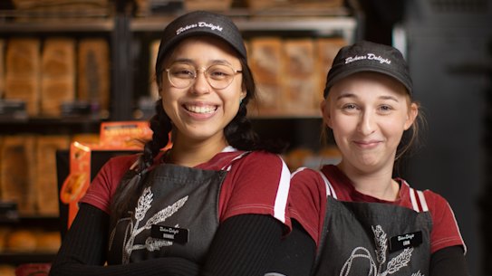 Baker’s Delight staff Laura Lopez and Erin Carroll.