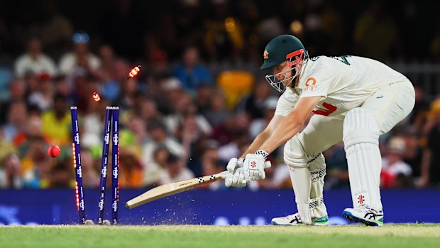 Cameron Green is bowled by Brydon Carse on Friday.